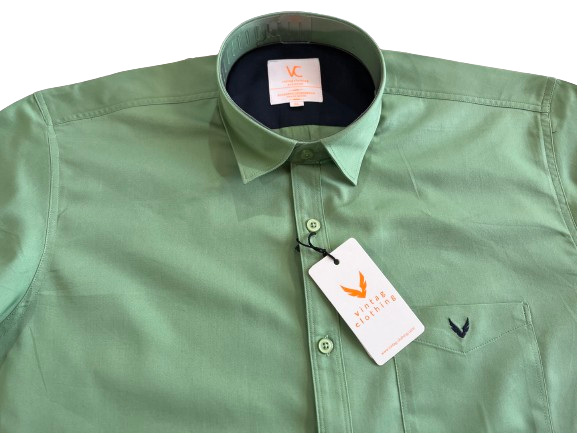VC Light Green Plain Formal Shirt at Vintag Clothing
